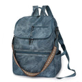 Retro college style PU backpack with curved shoulder straps shown in a solid colour with stitching detail.