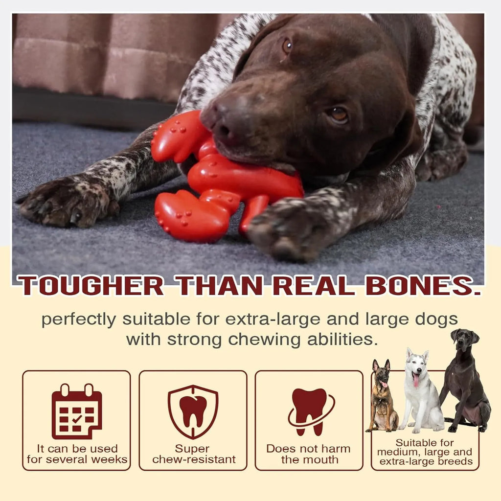 Red durable nylon dog chew toy for large breed aggressive chewers, shown on a white background.