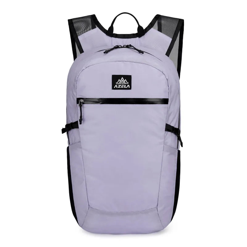 AZELA lightweight lime green backpack with multiple pockets and mesh straps on a plain background