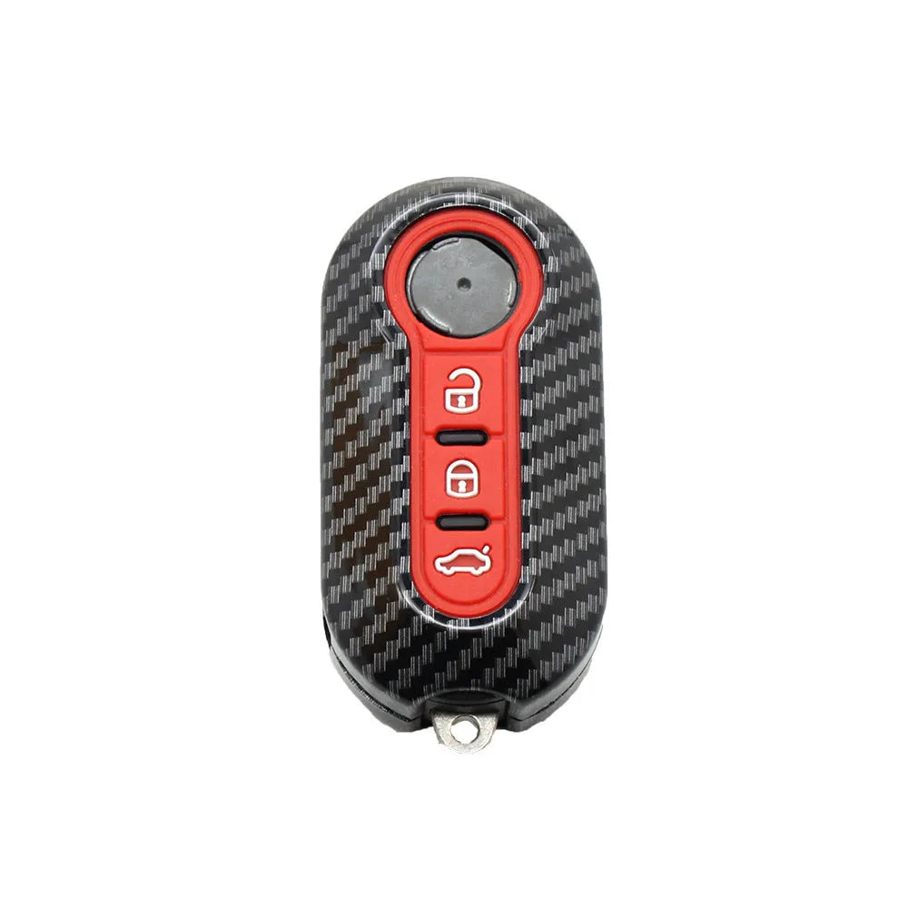 Black ABS carbon fibre pattern remote key shell case for Fiat 500 Boyove Ottimo Viaggio