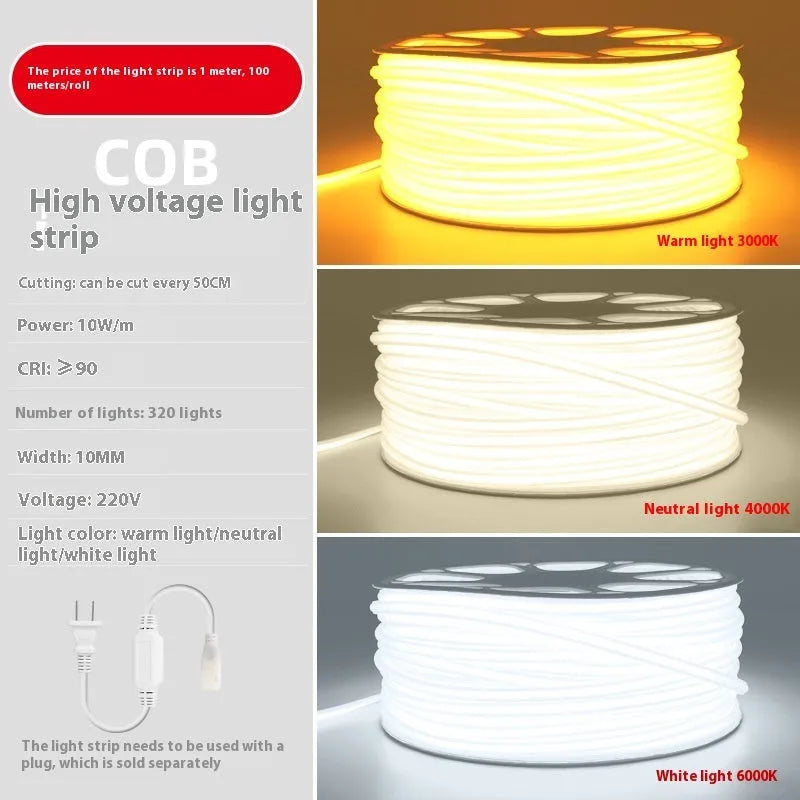220V high pressure silicone light belt 10W 320 LED beads with plug for home use