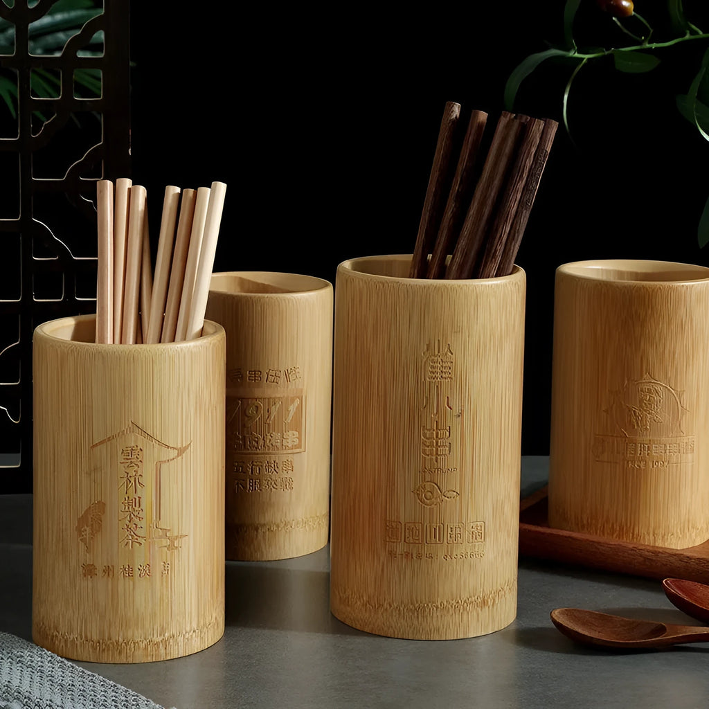 Portable bamboo chopsticks holder tube in creative style with multiple size options