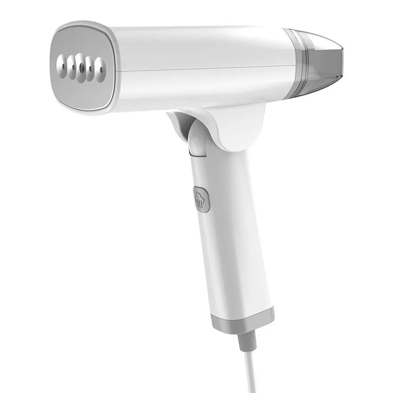 HB-668 handheld garment steamer in white or blue with mechanical controls and water tank