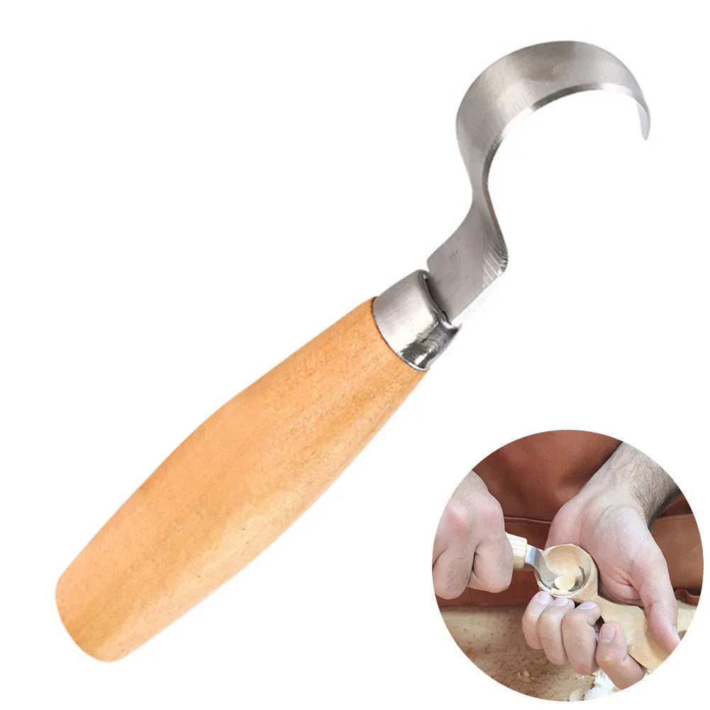 FastCraft Curve Carving Knife 100mm stainless steel spoon carving tool with wood handle for hardwood carving