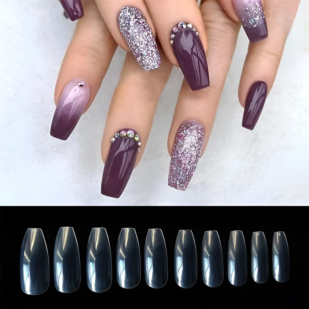 Clear natural false nails ABS material 500-piece set with 10 different sizes