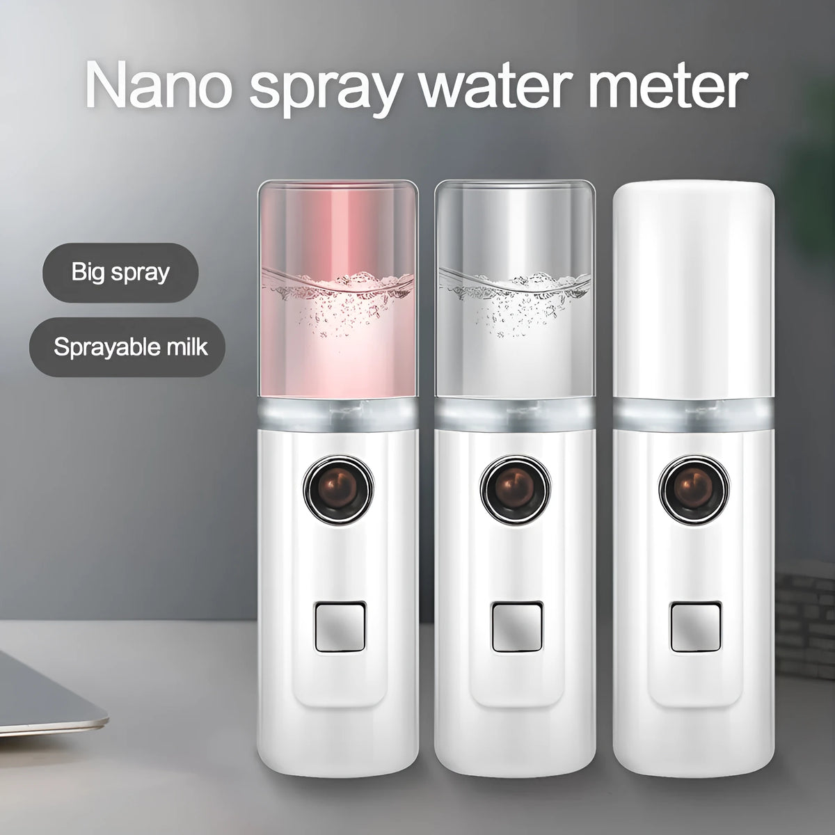 Pink nano portable facial humidifier with cold spray and USB charging, 28g lightweight design