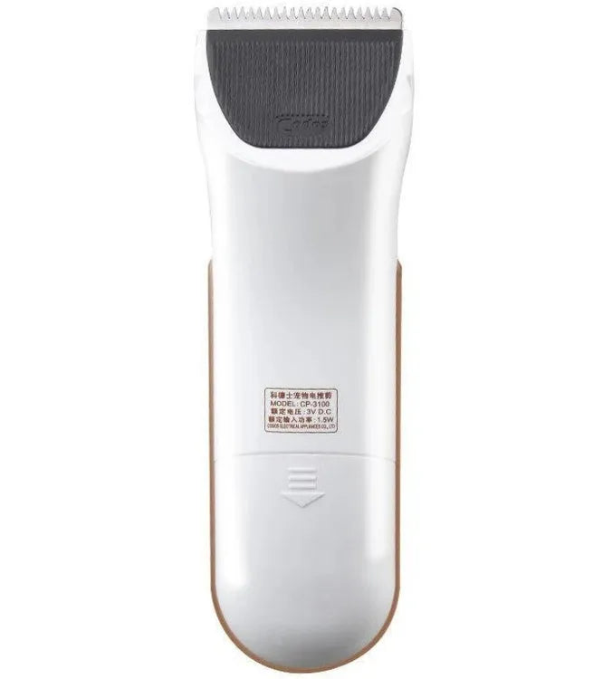 White pet hair clipper with ceramic blade for dog and cat grooming