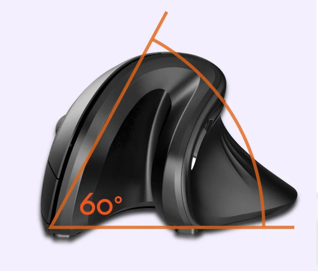 Wireless vertical mouse with 6 buttons, adjustable DPI, extended wrist rest and diamond pattern in black