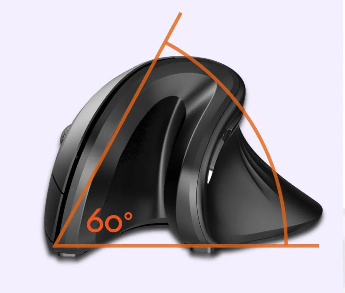 Wireless vertical mouse with 6 buttons, adjustable DPI, extended wrist rest and diamond pattern in black
