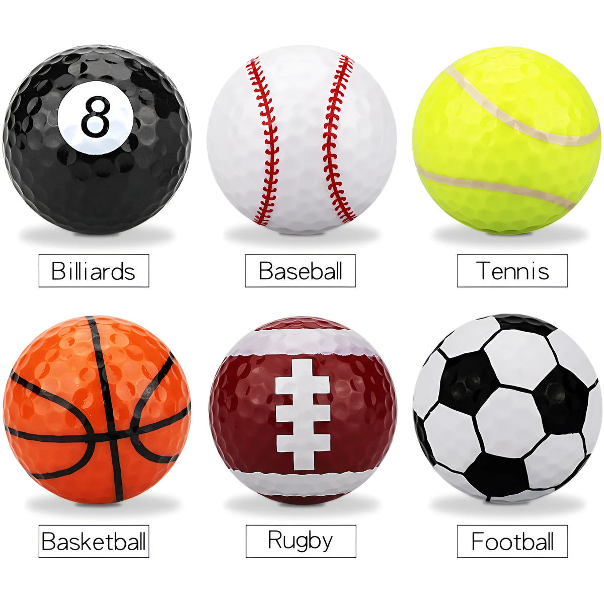 Golf practice ball with soft touch and seamless dimple design in a random colour style