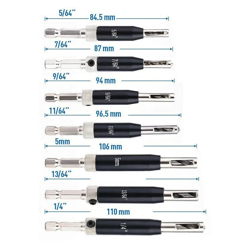 Black high speed steel hinge drill bit with hexagon handle for woodworking door and window hinge positioning