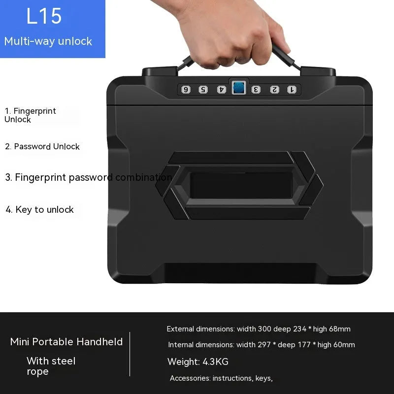 L12 Mechanical 6500G portable safe box with combination lock for cash and document security