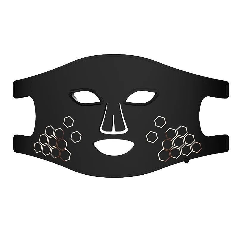 M01 Black infrared four-colour LED photon mask with neck care panel for home skincare.
