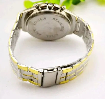 Men's quartz watch with round dial, alloy case, imitation leather strap, World Time feature, casual style