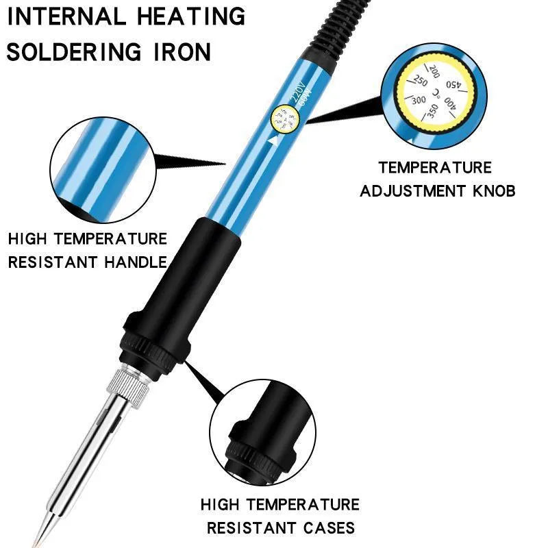 Adjustable temperature soldering iron pen tool kit 60W ceramic core 200-550°C pointed tip