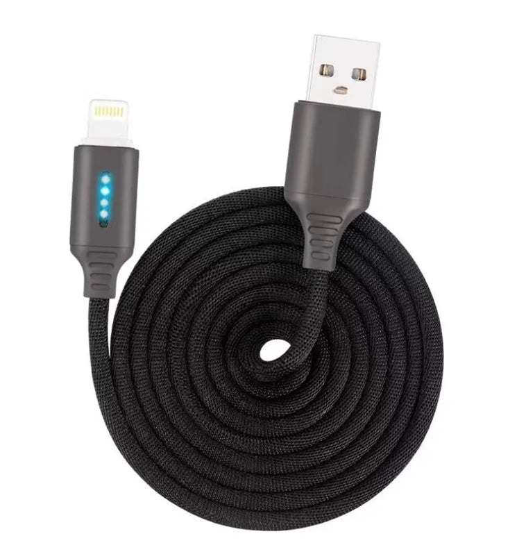 Fabric weaving fast charging cable showing woven texture and USB connector