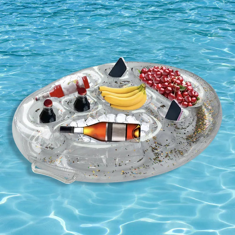 PVC inflatable ice bar with cup holders and yellow ice bucket for outdoor parties
