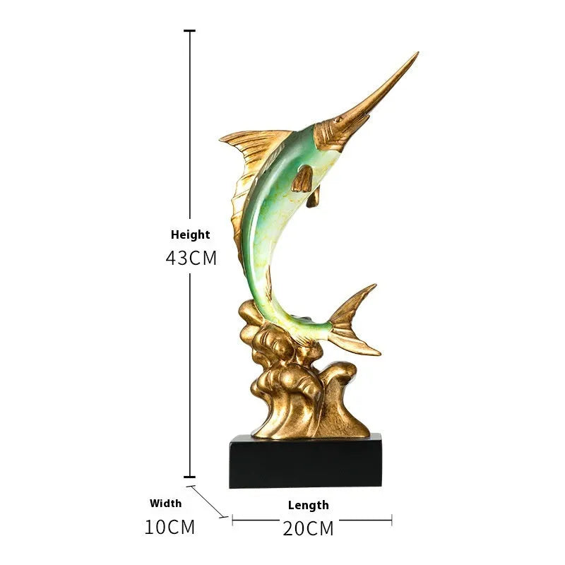 European style swordfish decorative craft ornament in plastic and resin materials