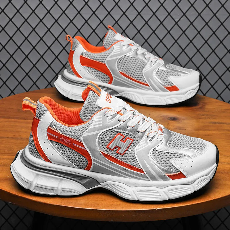 Men's casual running shoe in mesh with a plastic sole, shown in a choice of colours.