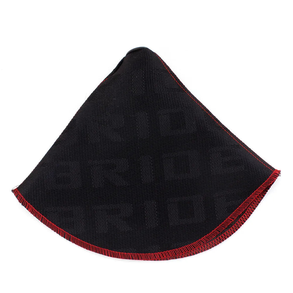 Canvas dust cover for Bride and Recaro bucket seats shown in black and red colour options.