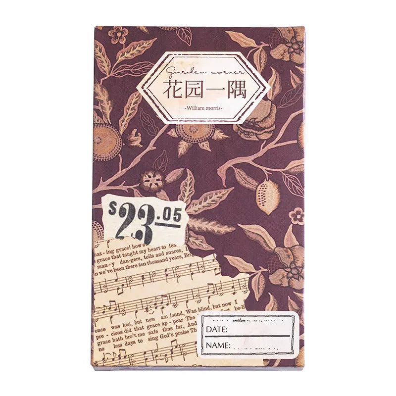 Retro artistic decorative base paper set with 60 sheets of cambric paper in 8x13cm size, plastic sealed packaging