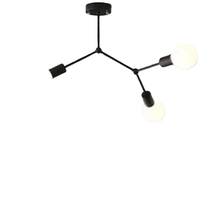 Nordic style iron chandelier ceiling lamp in black or white with multiple light heads.