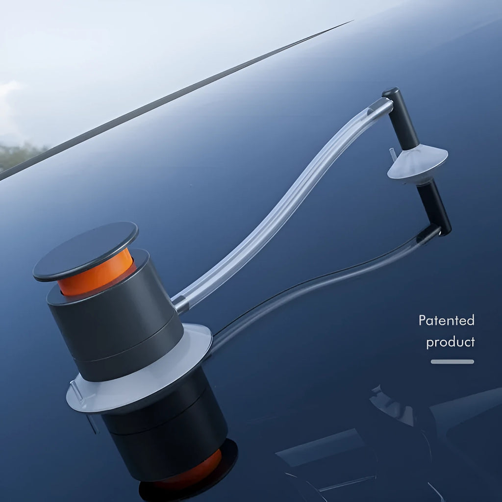 Plastic car windshield crack repair tool kit with broken glass corrector for DIY use.