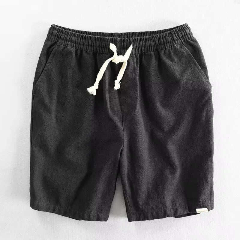 Casual cotton linen shorts in a straight leg cut available in multiple colours.