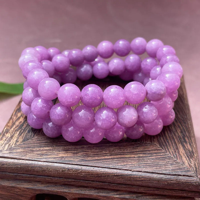 Natural quartz rock jade bracelet in Chinese style, multi circle, 8mm bead size, single ring design