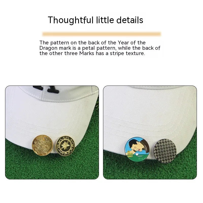 Zinc alloy golf hat clip with a detailed personalised metal craft design.