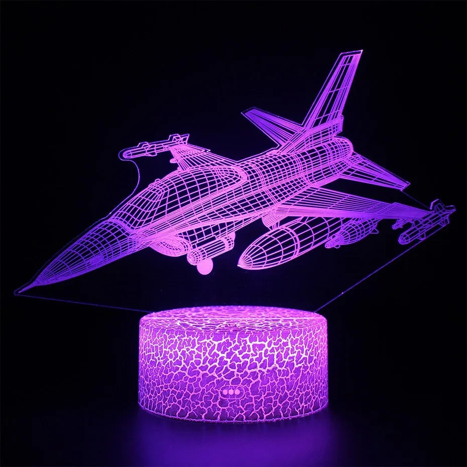 Cartoon airplane shaped wall night light with acrylic panel and touch switch.