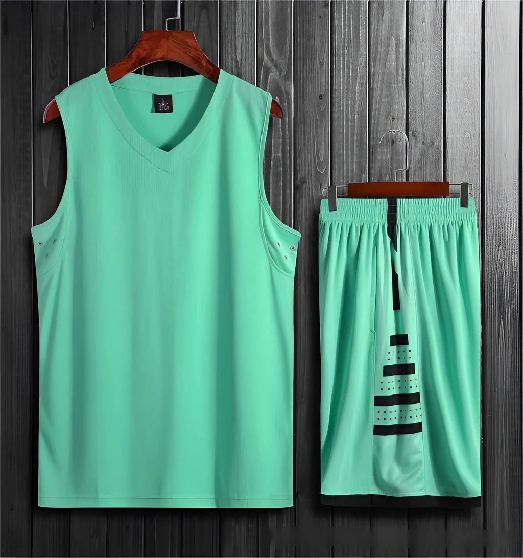White and black basketball sports vest set for campus competition training with breathable Chemical Fiber blend fabric