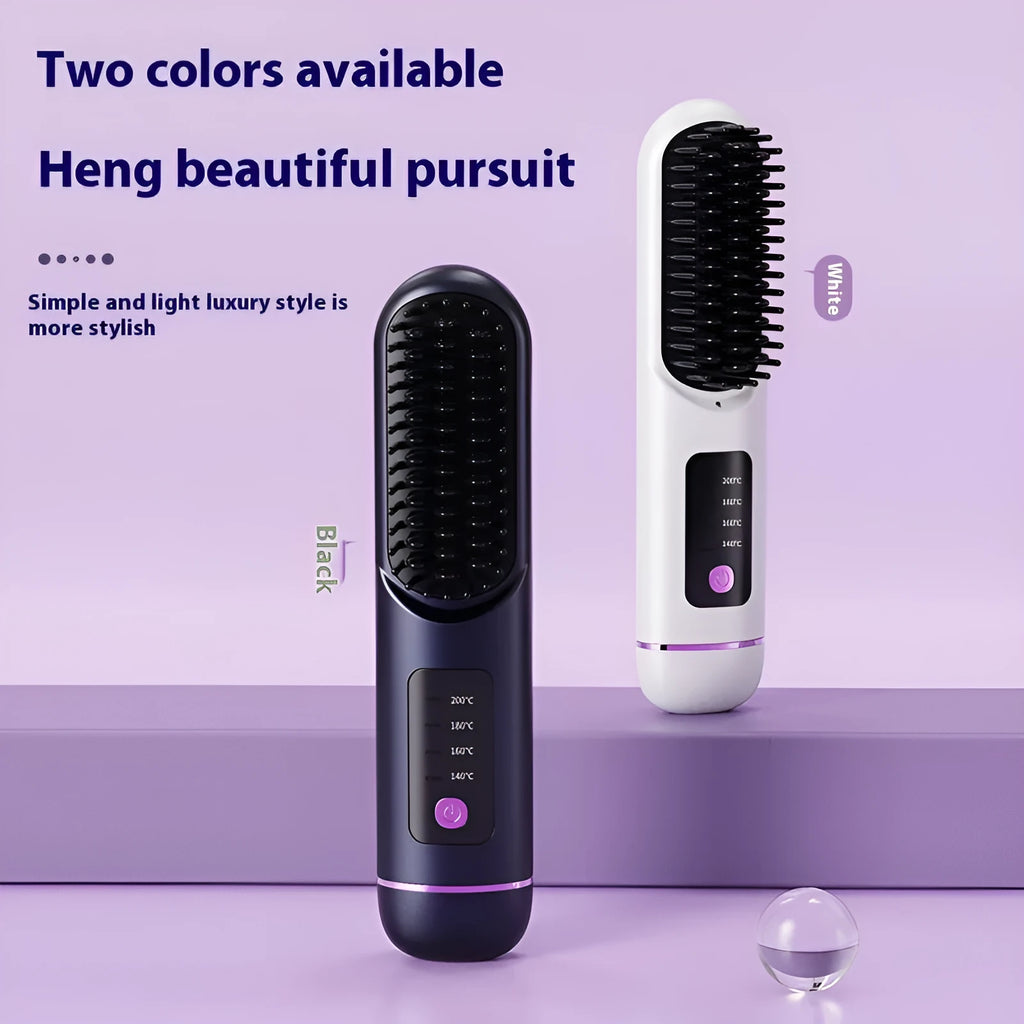 Portable negative ion hair comb in white, dark blue, or grey colour, showing compact size and teeth.