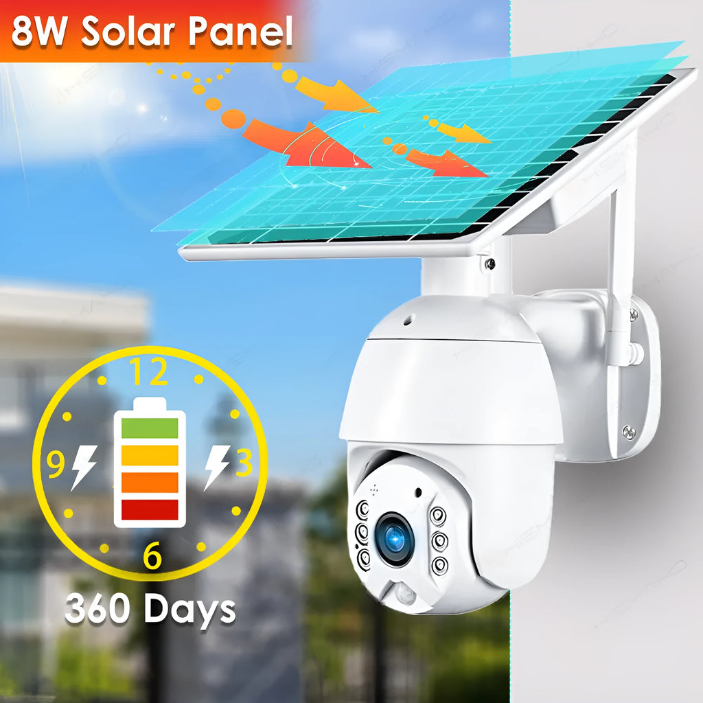 4G LTE solar PTZ security camera with 1080P night vision in metal housing