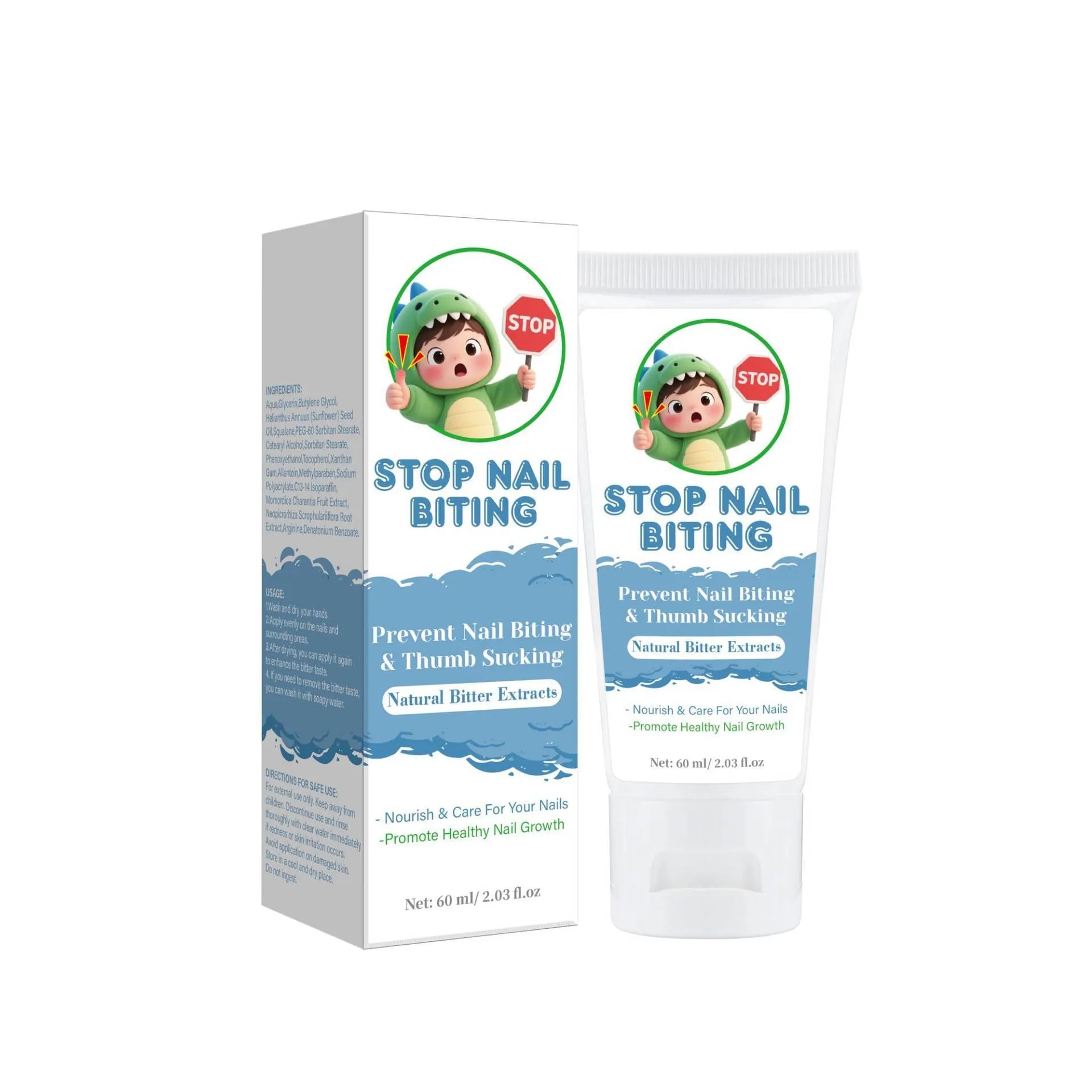 60ml nail biting treatment cream bottle with neutral packaging