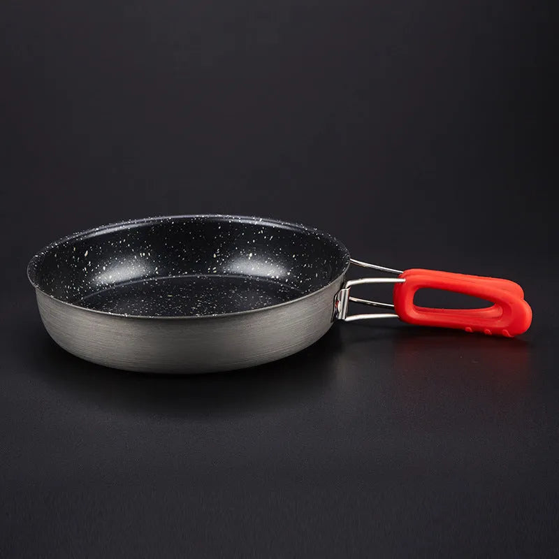 Alocs Medical Stone Color Non-stick Pan Small Folding Frying Pan for Household Outdoor Camping Cooking with Aluminium Alloy Construction 180x44mm Portable Single Pan