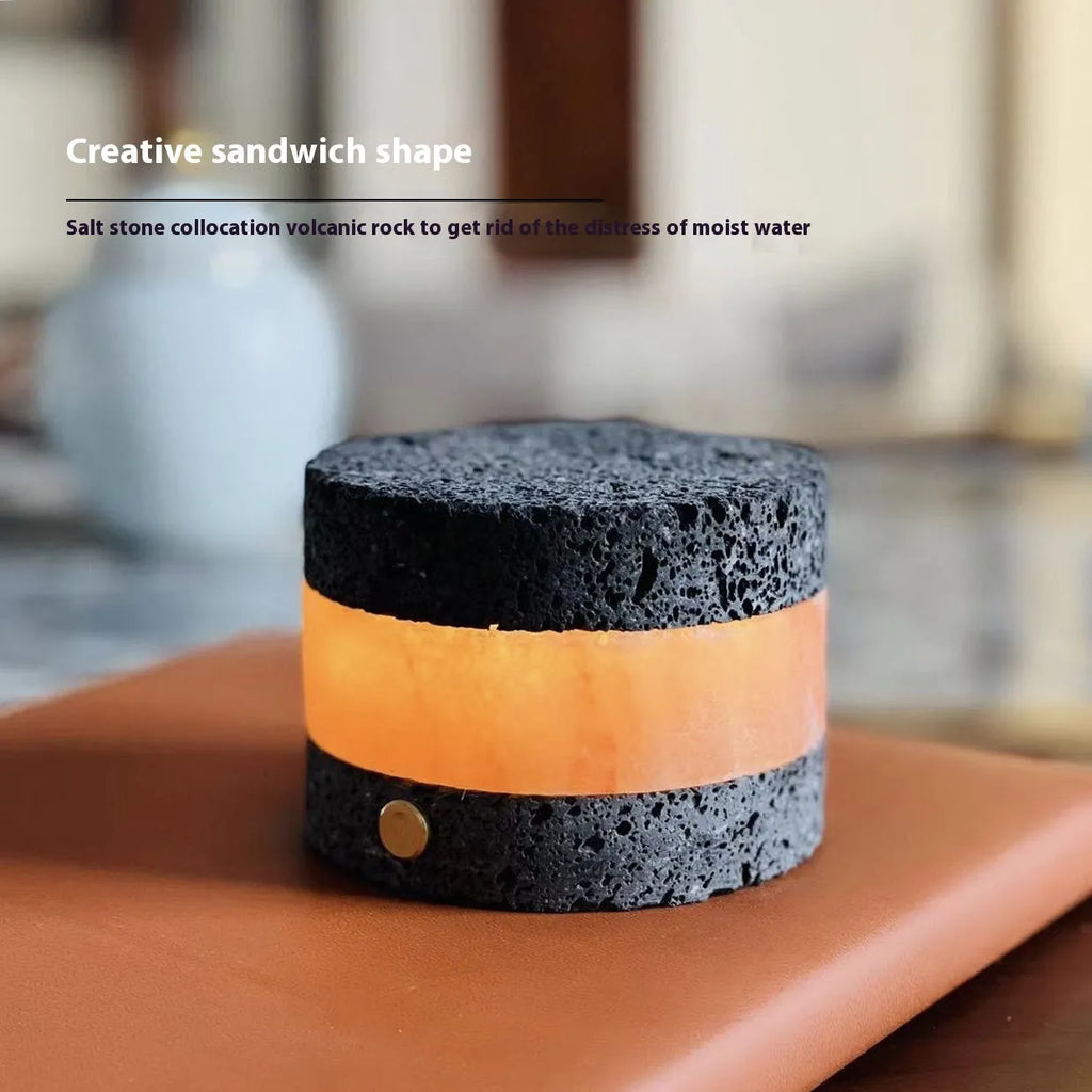 Volcanic rock essential oil night lamp with USB charging port and warm LED light