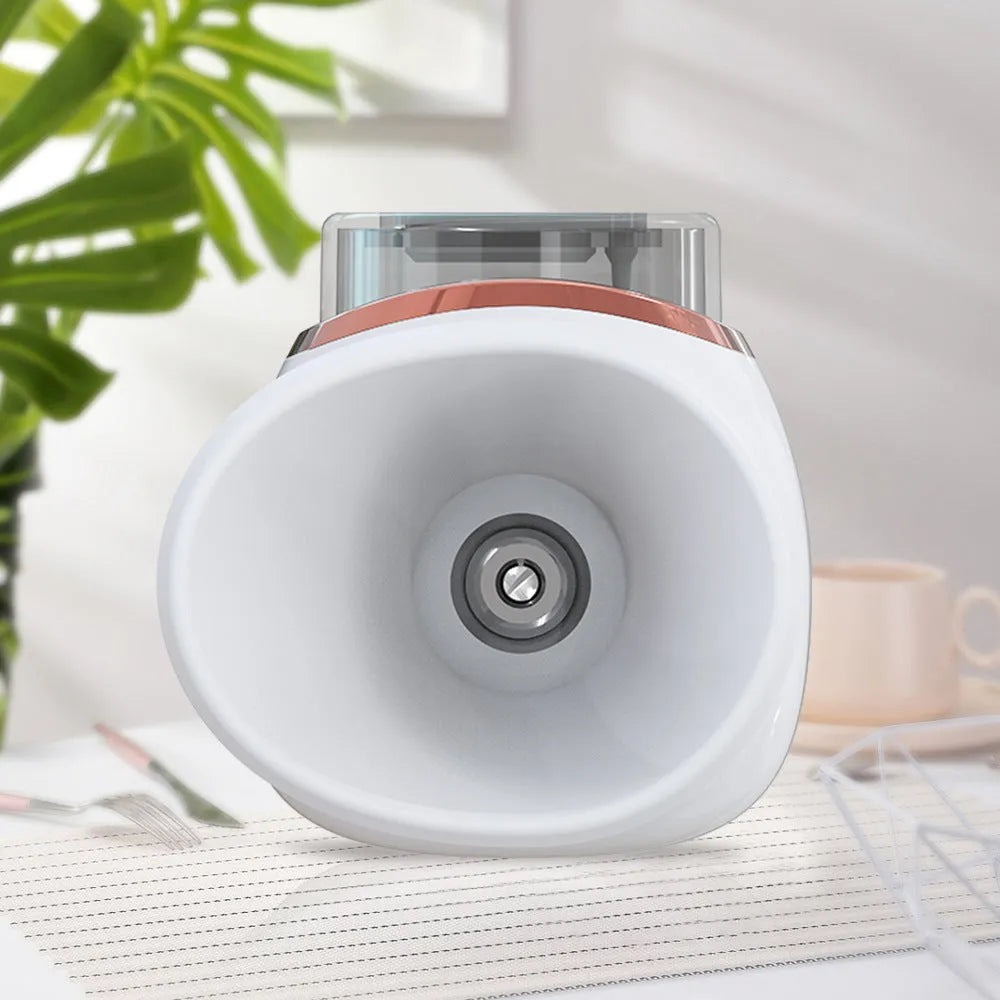 White and purple portable eye humidifier with USB charging cable and instruction manual