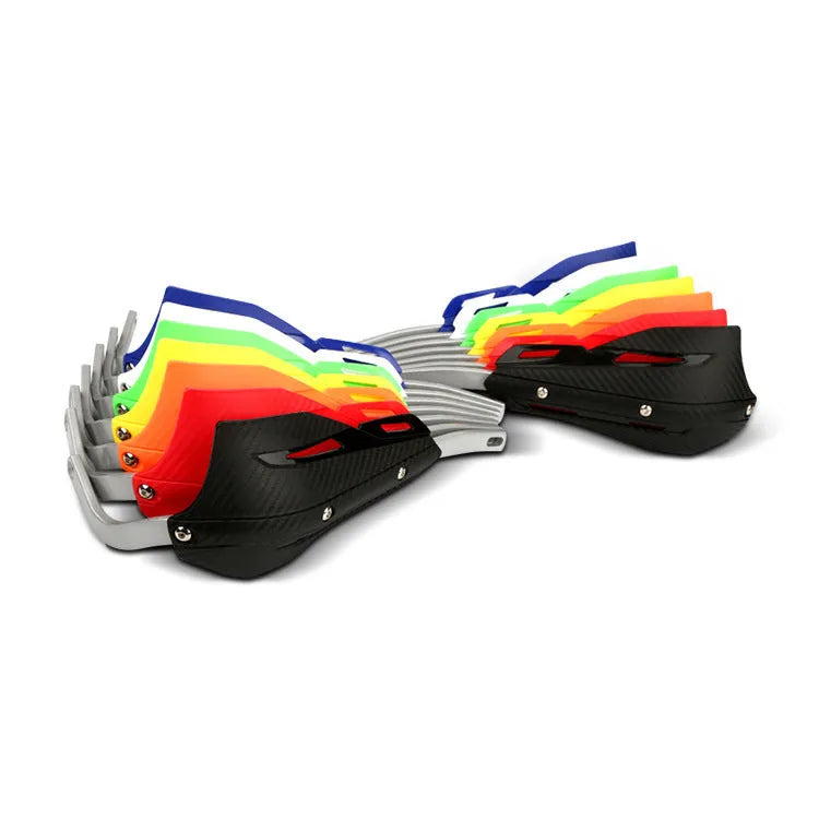 Z-style motorcycle handguard in aluminium alloy and PP plastic, shown in red on a handlebar