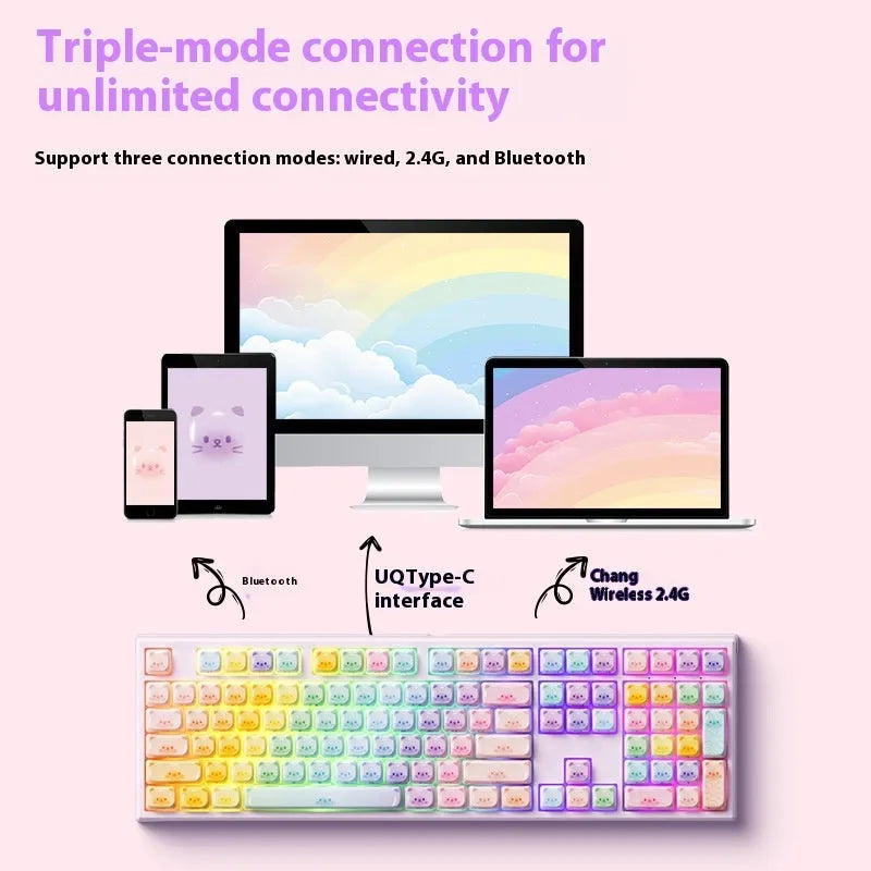 MG108B colour Sugar Cat design Bluetooth mechanical keyboard with piano switches