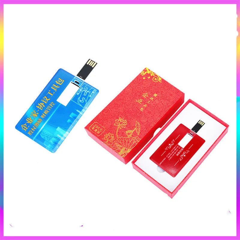 Custom logo USB 2.0 flash drive business card style plastic shell memory stick