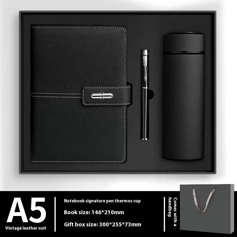 A5 notebook with PU leather cover in multiple colour options including red, green, blue and black