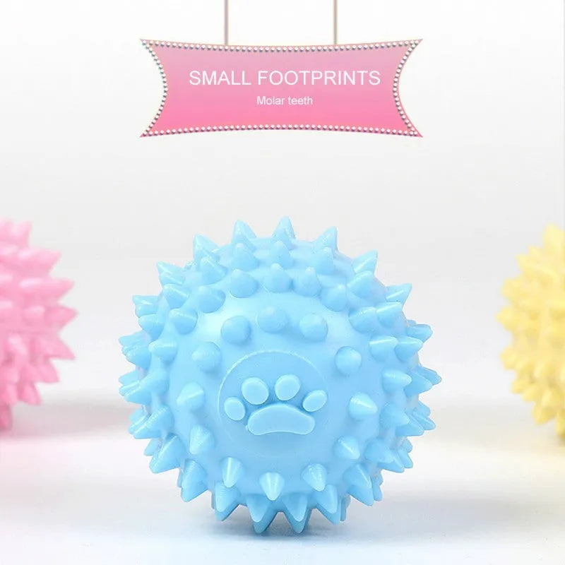 TPR dog chewing toy 6cm rubber ball with footprint texture for pet tooth cleaning