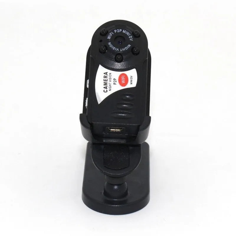 Black wifi remote camera with LCD screen showing 16x optical zoom and night vision capability