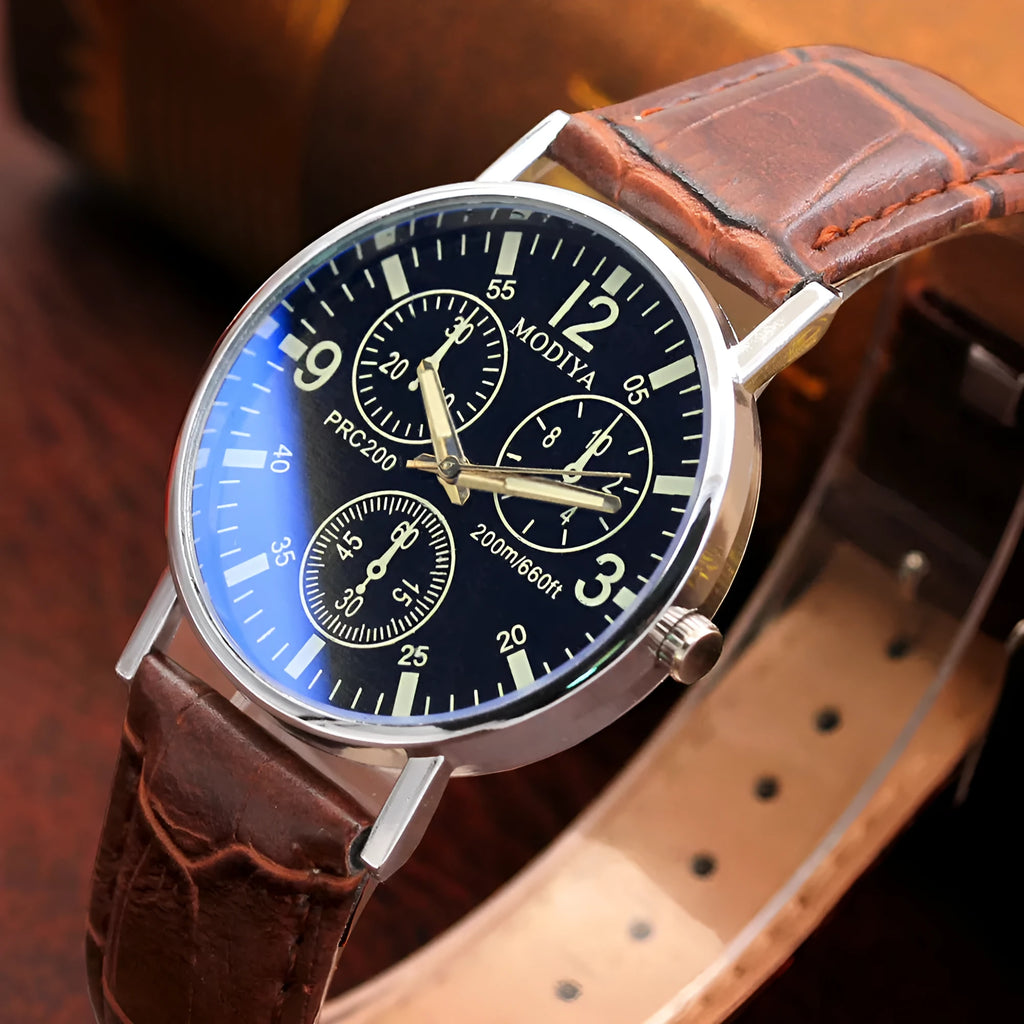 Creative Blu-ray watch with 38mm round dial, alloy plastic case, imitation leather strap, available in five colours