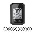 Black waterproof bicycle stopwatch with digital display mounted on bike handlebars
