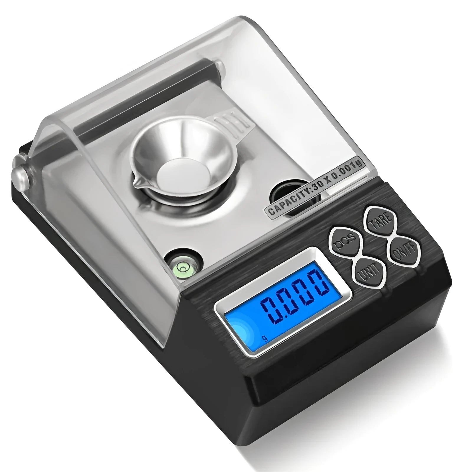 Portable 50g 0.001g high precision jewellery electronic scale on white background