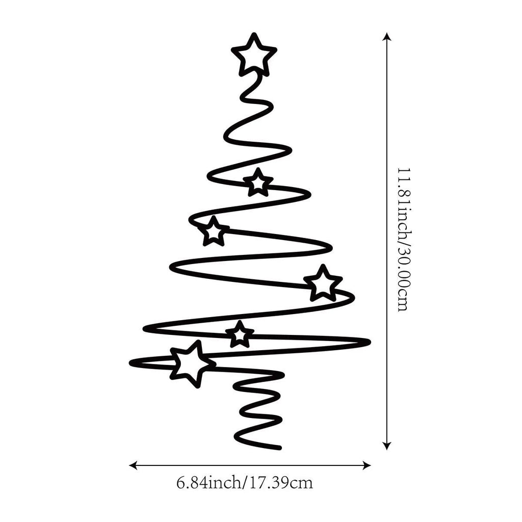 Black wrought iron Christmas tree line wall decoration, 30cm, for bedroom living room or door hanging
