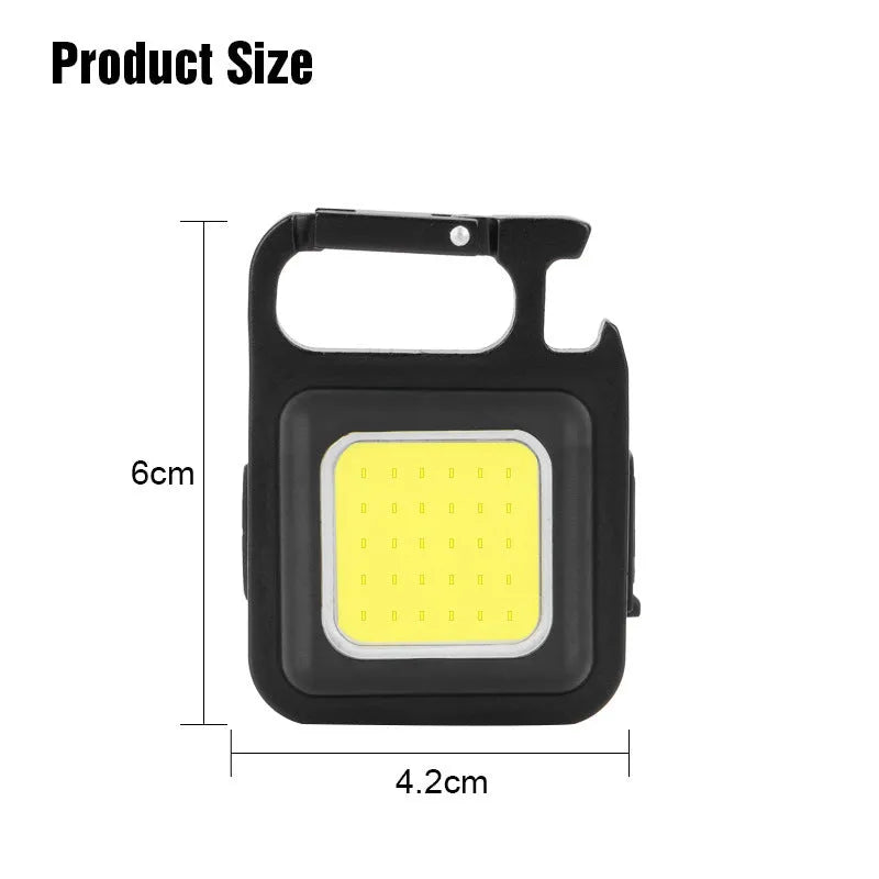 Black aluminium alloy USB rechargeable keychain flashlight with magnetic base and foldable handle
