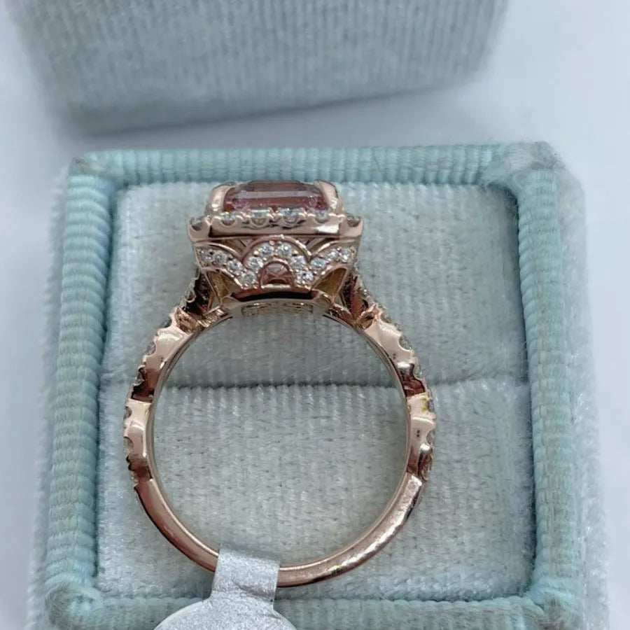 Geometric rose gold alloy fashion ring showing clean lines and electroplated finish